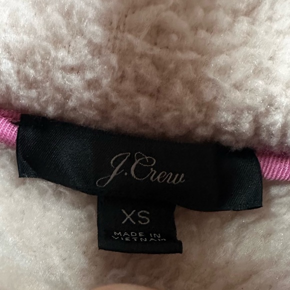 J. Crew Light Pink Sherpa Half Zip Pullover Sweater XS Valentines Winter Cozy - Picture 3 of 6